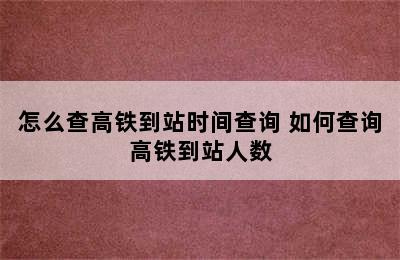 怎么查高铁到站时间查询 如何查询高铁到站人数